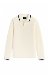 Cotton Waffle Knit Tipping Full Polo - Serenity